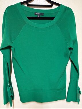 INC International Concepts Bright Green Ribbed Crewneck Sweater